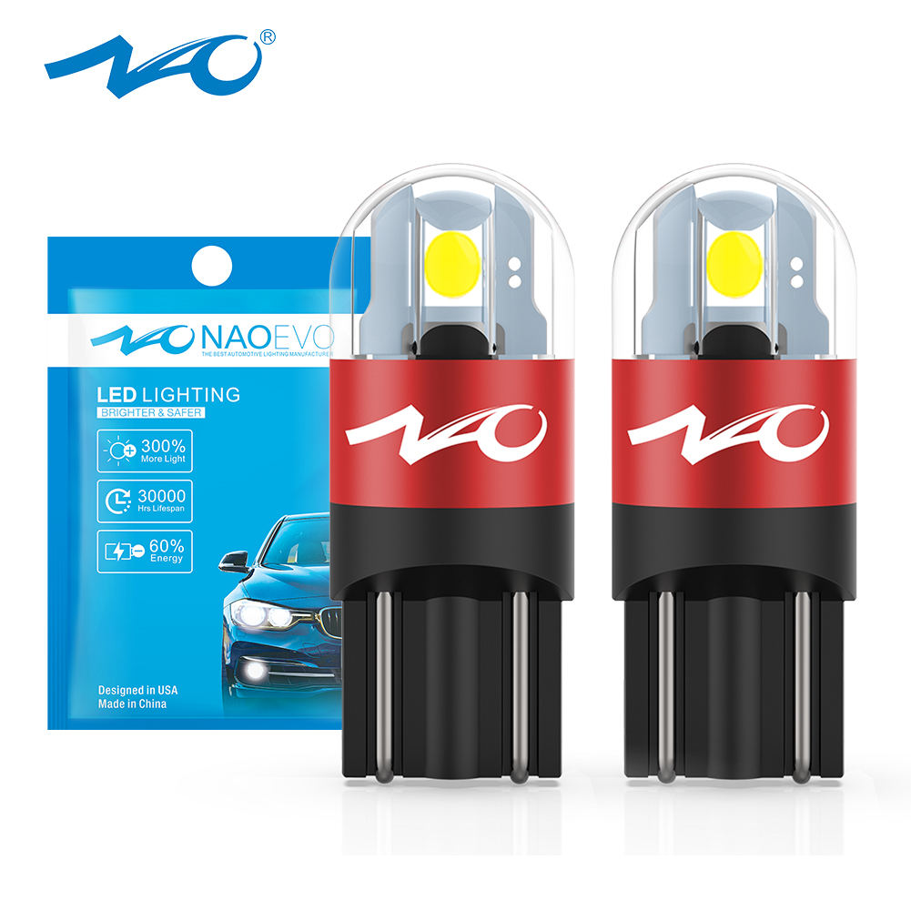 NAO T10 LED W5W ampoule LED 3030 SMD 168 194 5W5 accessoires de voiture feux de dégagement lampe de lecture Auto 12V 6000K blanc ambre rouge moteur