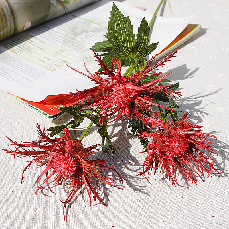 Torn persille blomst gren plast kunstige blomster bryllupsfest dekoration flores fleur artificielle: Rød