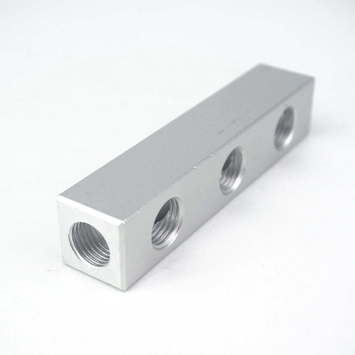 20x20mm 1/4" BSP 2-9 Ways Aluminum Pneumatic Fitting Manifold Block Splitter Air Water Gas Oil: 3 Ways 6 Ports