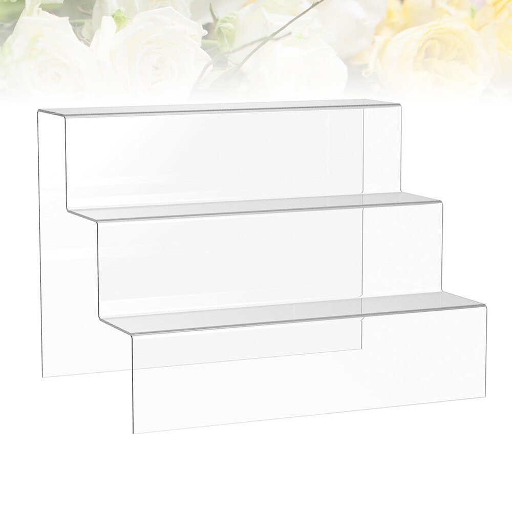 Acrylic Stepped Display Stand 2-Tier Storage Rack Desktop Organizer Holder for Ornaments Models (24cm)