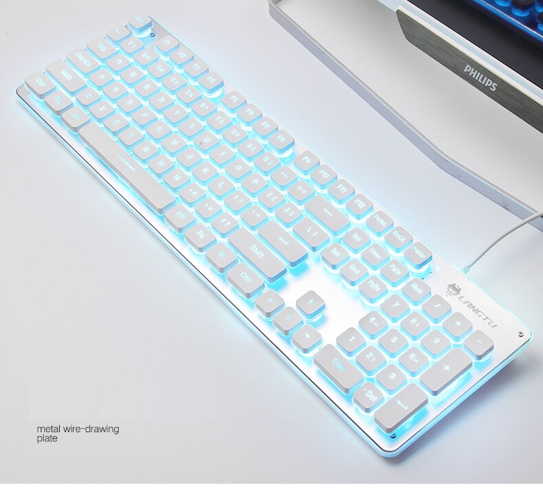 Gaming Keyboard Backlit Keyboard With Silent Gaming Mouse Set Keyboard Mouse Gamer Kit For Computer Game PC Laptop: White (Blue light)