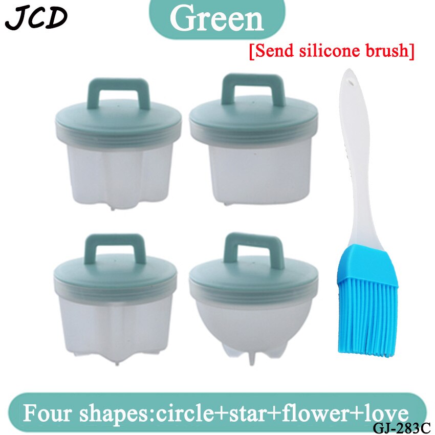 JCD 4 pièces/ensemble – ensemble de cuisson d'œufs en plastique, mignon, chaudière à œufs, outils de cuisine, moule à œufs avec couvercle, brosse, crêpière: Green