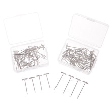 Alfileres en T para sujetar pelucas, extensor de pelo, bloqueo de hacer peluca, tejer, modelar y manualidades, 2 tamaños, 50 Uds.
