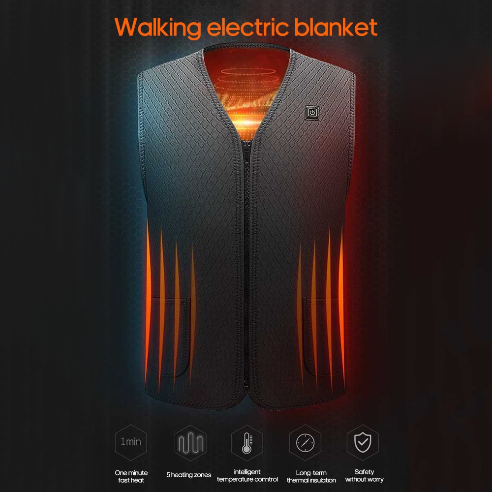 Outdoor Heated Jacket Heating Vest Hiking Clothing USB Charging Intelligent Electric Heated Vest Heating Clothes Submersible
