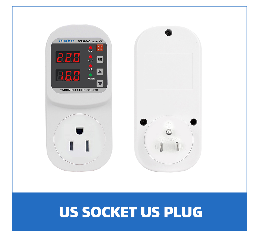 Overspanningsstroom Onderspanningsbeveiliging Socket AC 220V 110V Verstelbare 16A Overspanningsbeveiliging EU Stopcontact Veilig beschermen: Type 13