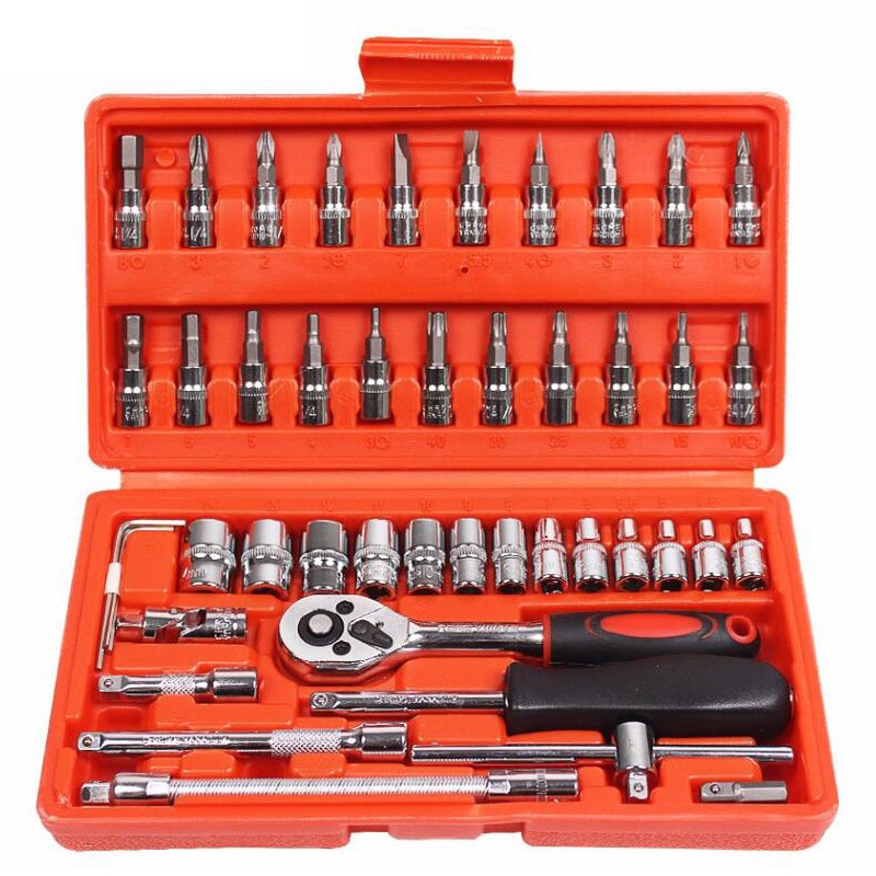46 Pieces 1/4 Inch Set Car Repair Tool Ratchet Torque Wrench Combo Tool Kit Automatic Repair Tool Kit T4038