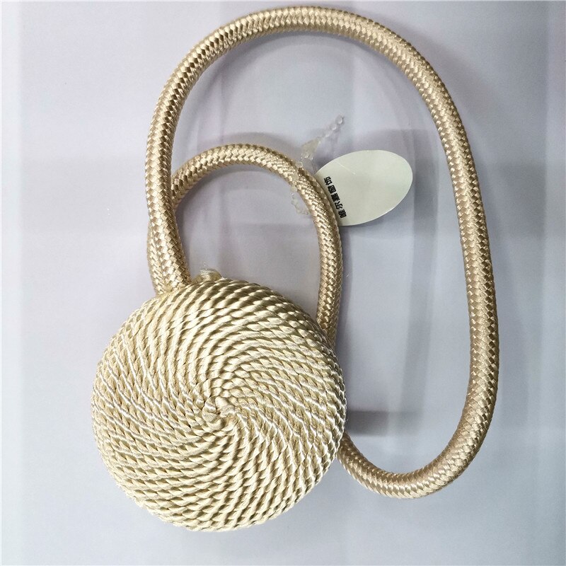 Magneter för gardin magnethållare fånga gardin tillbehör knyta tillbaka europa stil kort flätad rund magnetisk magnet: Krämvit