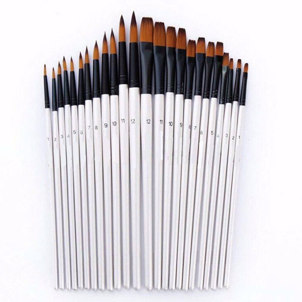 12 Stks/set Kunstenaar Aquarel Penselen Borstel Voor Nylon Penselen Olieverf Acryl Platte Tip Verf Kit Borstel Pen Art levert