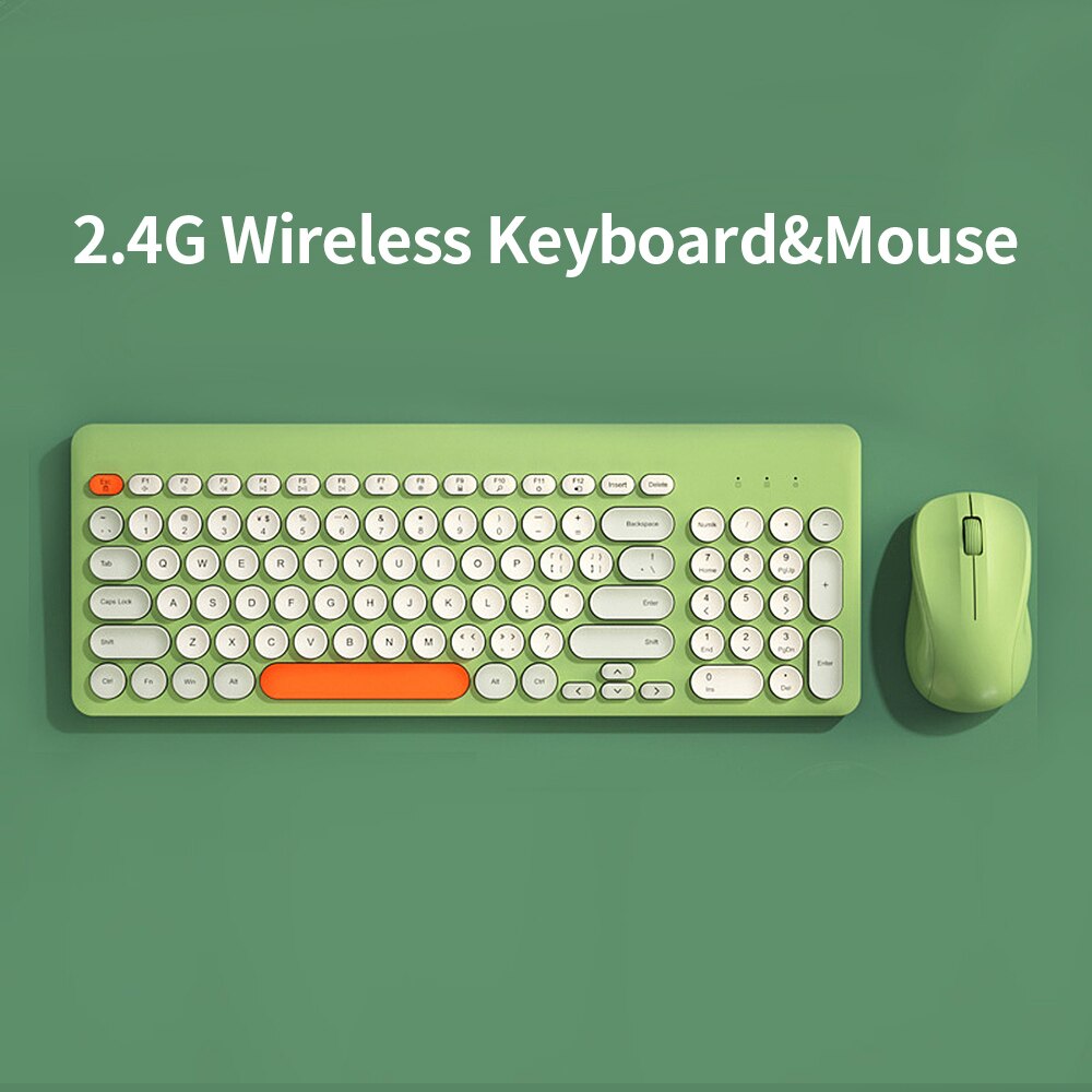 K221 Keyboard 2.4G Wireless Keyboard&Mouse Set 96 Key Round Keycaps Portable Ergonomic Keyboard for IOS/Windows Keyboard Mouse