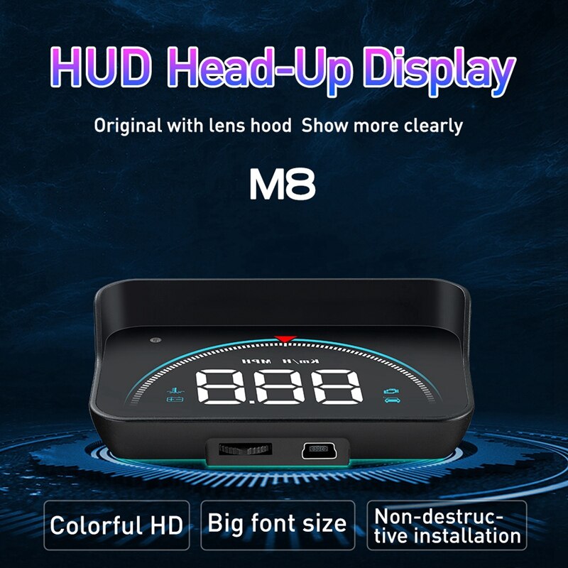 M8 HUD Head-Up Display OBD2 II Overspeed Warning System Speed Voltage Alarm Car-Styling Car Head Up Display
