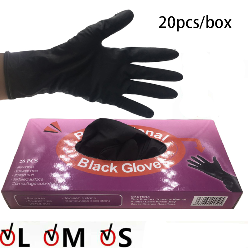 20 Stuks Dikker Handschoenen Haar Perm Haar Shampoo Haarkleuring Zwarte Latex Herbruikbare Handschoenen Salon Kappers Styling Tools S/M/L