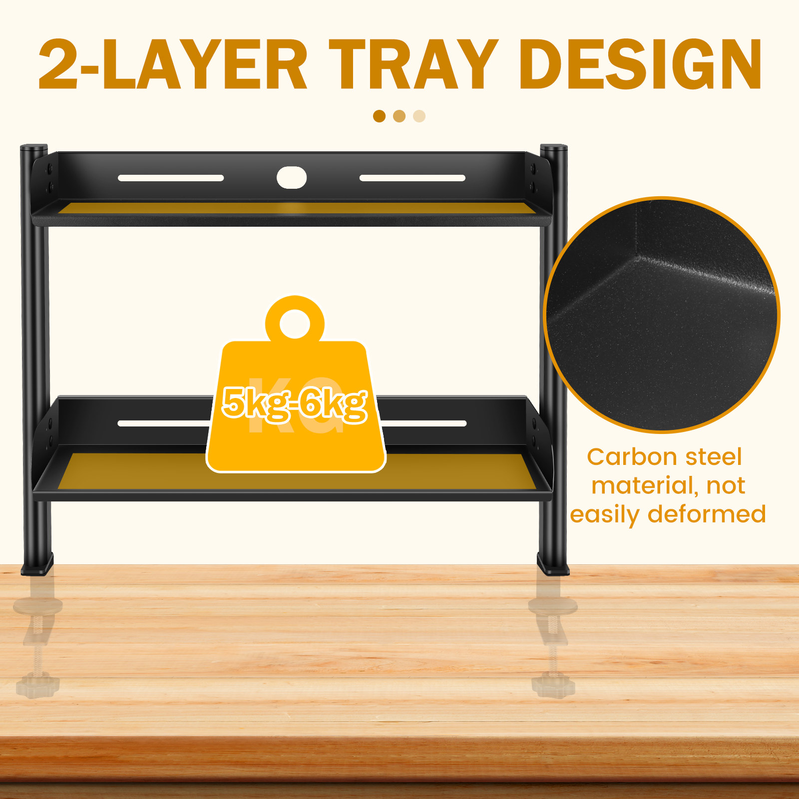 2 Tiers Desktop Bookshelf Clamp On Desk Shelf Clamp Table Mount Shelf Space Saving Desktop Clamp Shelf for Office Sturdy Table