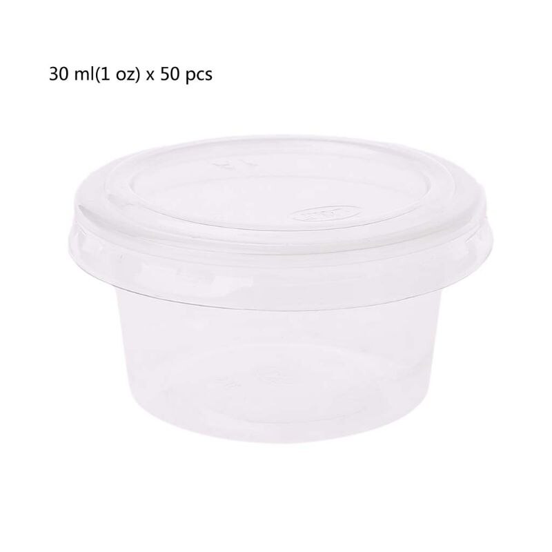 1Set Wegwerp Cups Set Van 30/80/100/300Ml Saus Pot Container Jello Shot Cup slime Opbergdoos Met Deksel Voor Ketchup: b