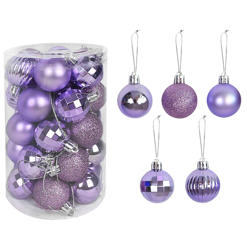 Boules de noël pour décoration de maison, 34 pièces mélangées, pendentifs en plastique, or et argent, fournitures de noël: D08