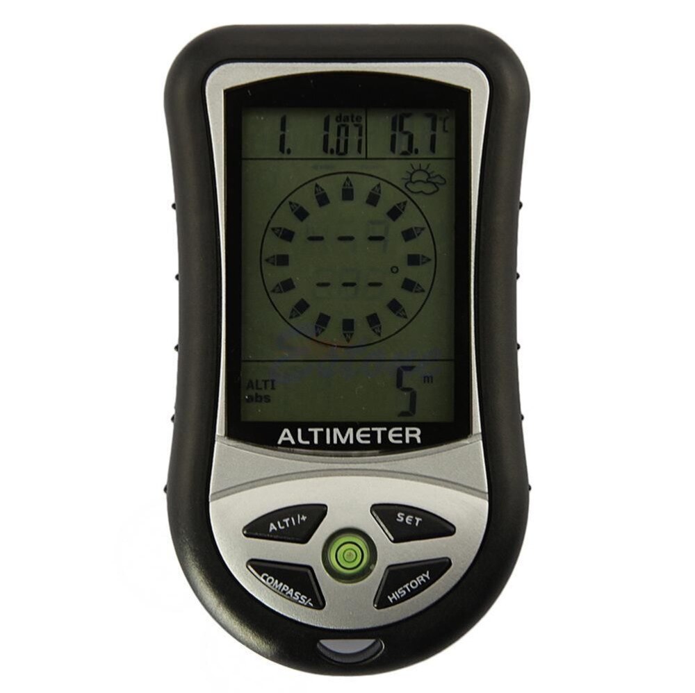 8 In 1 LCD Digital Compass Altimeter Barometer Thermo Calendar Clock Temperature