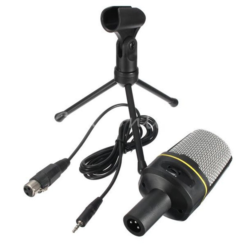 Computer Condenser Microphone Stand Studio Microphones 3.5 mm Wired Clip Retro Handheld Style Desktop Microphones