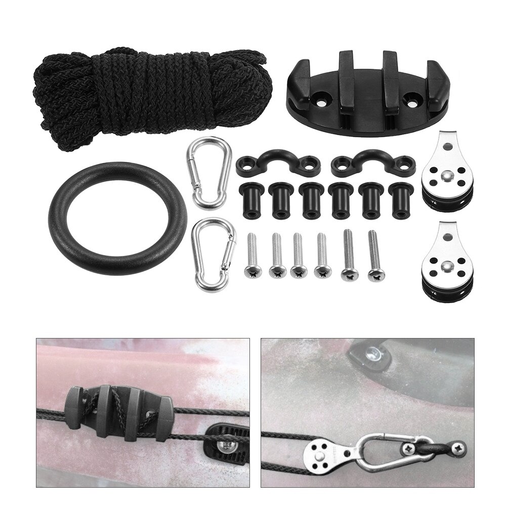 Kayak Accessories 21PCS Water Sports Kayak Canoe Anchor Trolley Kit Zig Zag Cleat Rigging Ring Pulleys Pad Eyes Well Nuts Screws