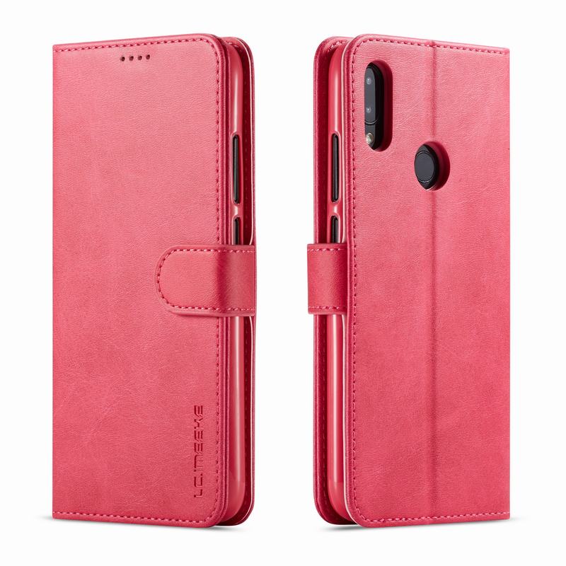 Custodie per Xiaomi Redmi 7 del telefono Caso Della Copertura di Lusso di Vibrazione Magnetica Pianura Vintage ▾ Portafoglio di attività commerciale in Pelle cellula Borsette per Xiomi redmi7: rosa rosso