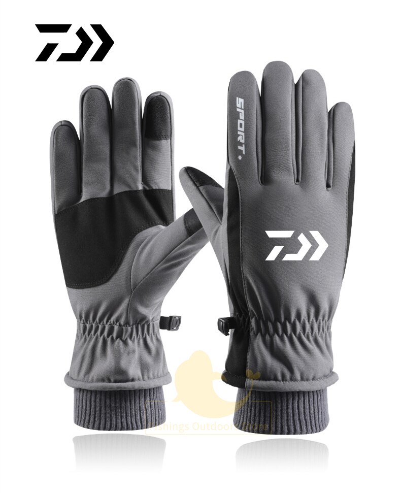 Shimano-guantes cálidos de ciclismo para hombre, manoplas de invierno para deportes al aire libre, esquí, pesca, pantalla táctil, antideslizantes, resistentes al viento e impermeables, novedad: Gris