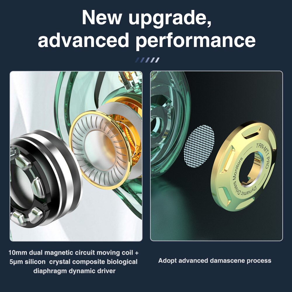 TRN MT1 Pro HIFI In Ear Earphone DJ Monitor Earphones Earbud Dynamic Sport Noise Cancelling IEM Headset TRN X7TA1ST1 For KZ Fiio