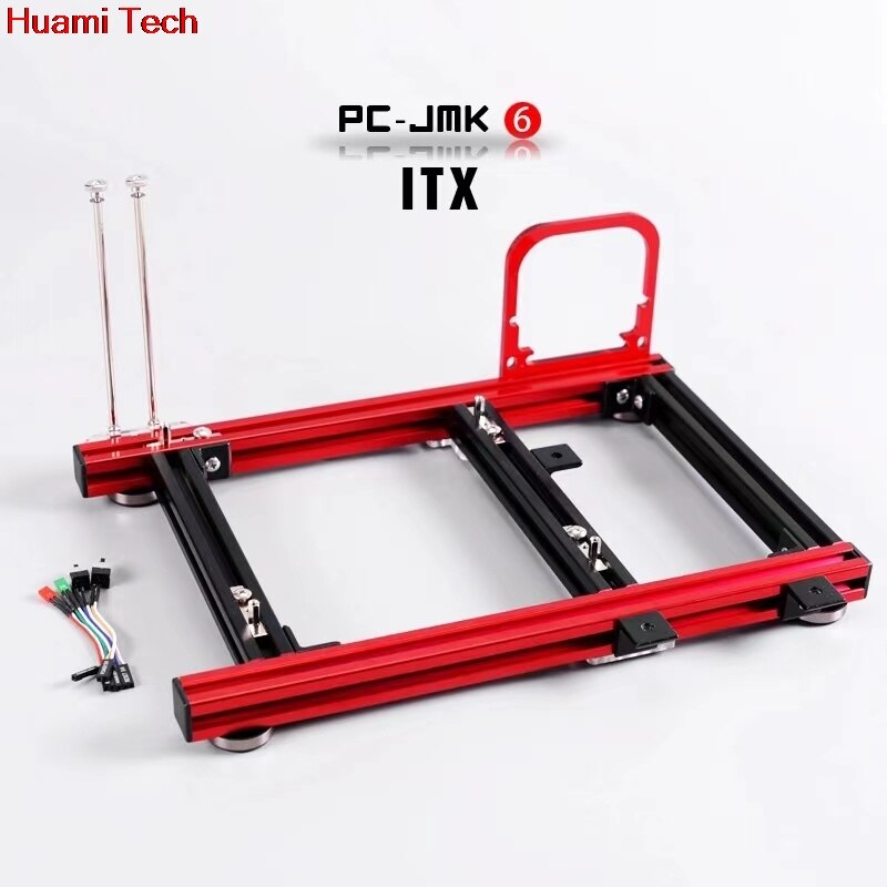 Aluminiowe stanowisko testowe dla ITX MATX ATX komputer otwarta ramka powietrze Obudowa HTPC gry komputerowe GPU zestawy DIY: ITX czerwony