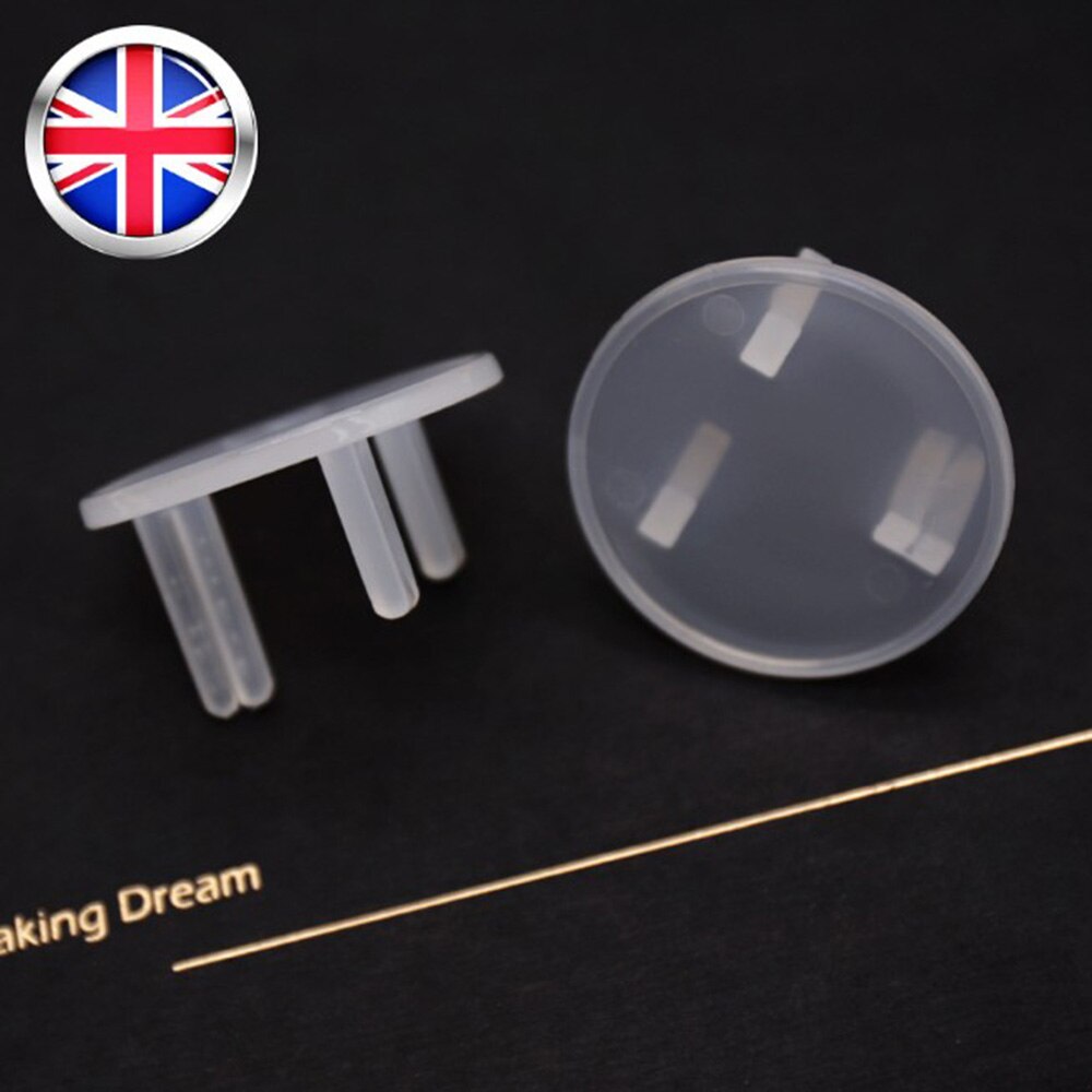 10pcs UK Plug Power Tomada Elétrica Guarda da Segurança Do Bebê Proteção Anti Choque Elétrico Plugues Protetor Tampa Rotate: Transparent round