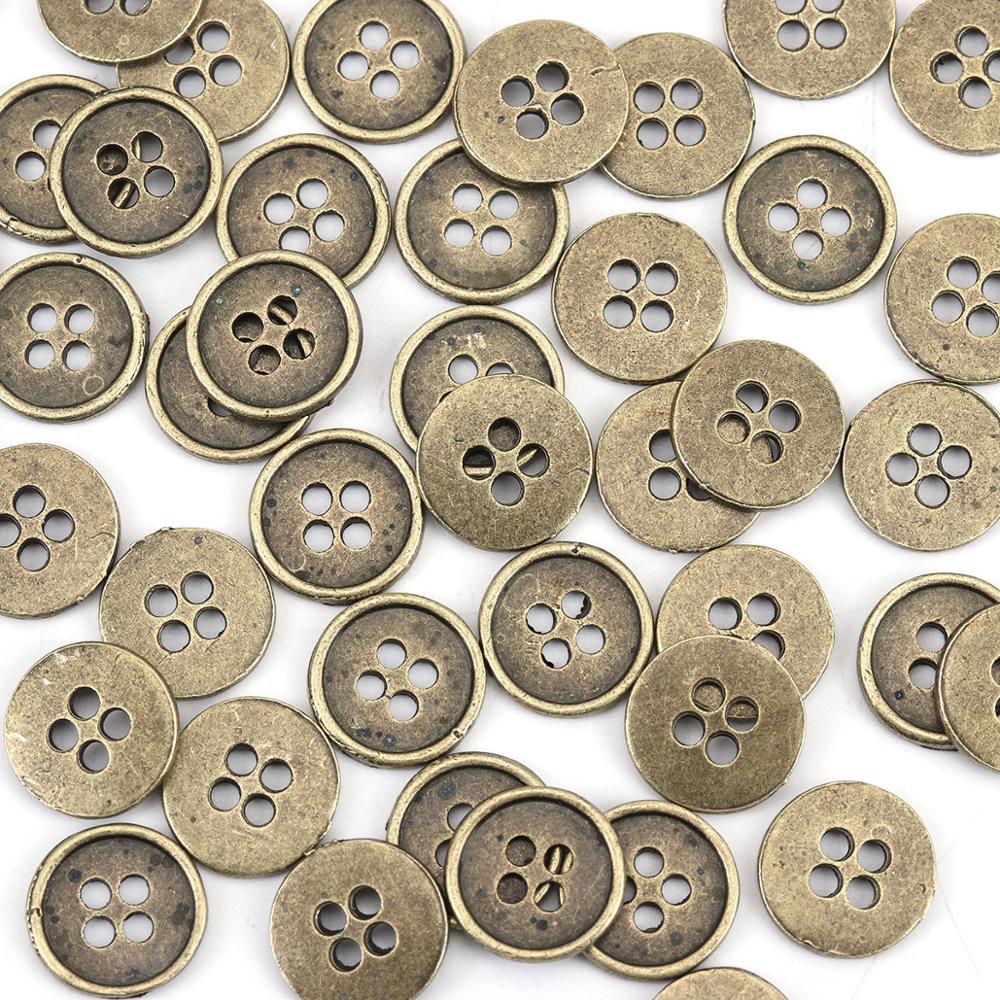 Zink metal legering syning knap metal knapper runde antik bronze 4 huller cadmium fri 13mm( 4/8 ") dia ,9 stk