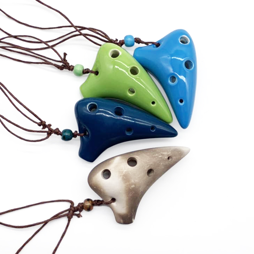 Ocarina de cerámica de 6 agujeros, instrumento Musical de estilo submarino Alto C con cordón, puntuación de música para amantes de la música y principiantes