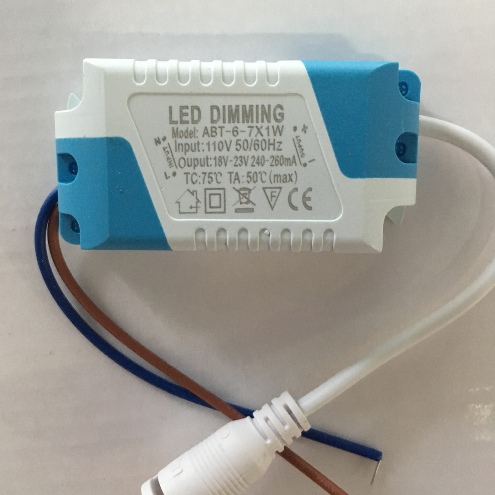 Lysdæmper driver 6-7 x 1w dc 18-23v 240-260ma 6w-7w konstant strøm  ac 110 / 220v til dæmpbar led lampe/panellys