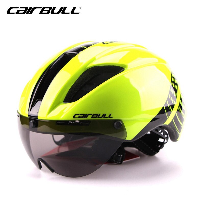 CAIRBULL Helmet Aero Ultra-light Goggle TT Road Bicycle Helmet Integrally-molded Helmet Racing Cycling Time-Trial Cycling Helmet: green black / L 57-61CM
