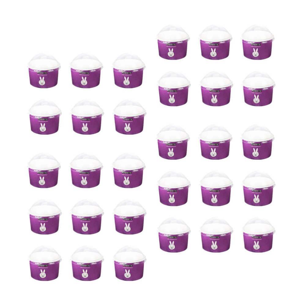 100 Stuks 85/200Ml Wegwerp Ijs Papieren Cup Cup Met Half Cover Dessert Cake Cup Kom (blauw): Purple