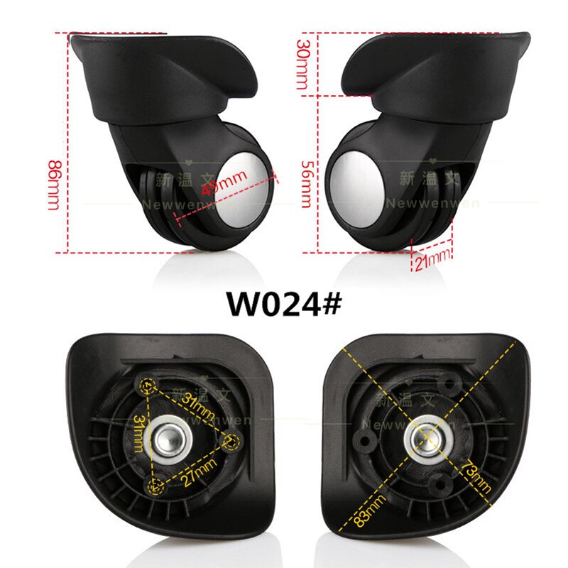 thumbnail image 2 of Replacement Luggage Wheel Set – Rubber Trolley Wheels For Suitcase Repair (A08, 4 Pcs) 2 of 5