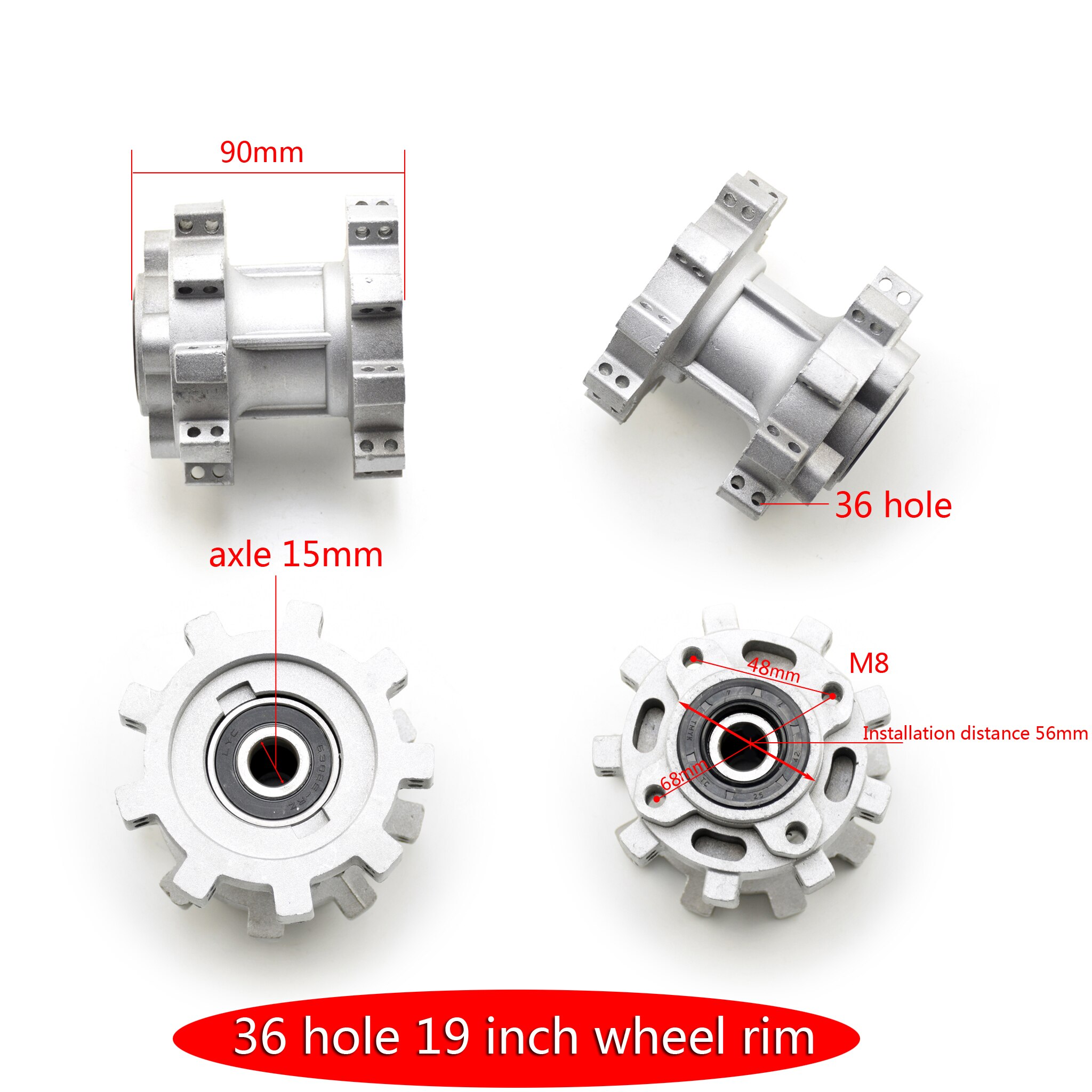 15MM front Rear Rim Hub Wheel For 16 inch 19 inch 36 hole Motocross Dirt pit bike ATV