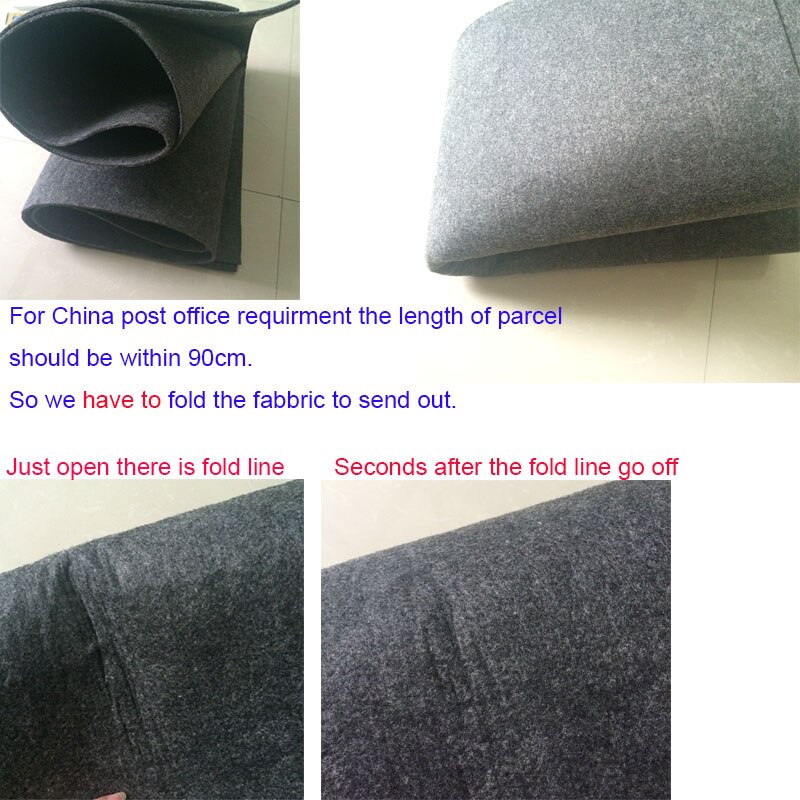 Stort ark lim 2mm filt tyg non woven polyester filt klistermärke ljudisolerat tyg grå svart av yard fold skepp feutrine
