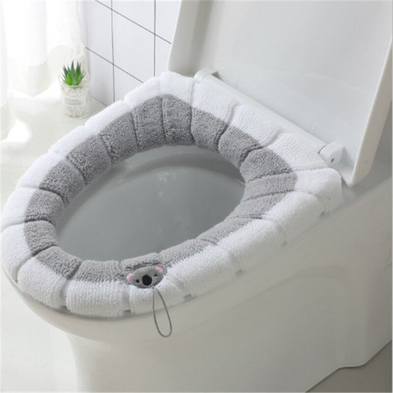 cómodo de invierno adulto de asiento de inodoro felpa aterciopelada grueso cálido baño Mat retrete lavable tapa Accesorios: 3