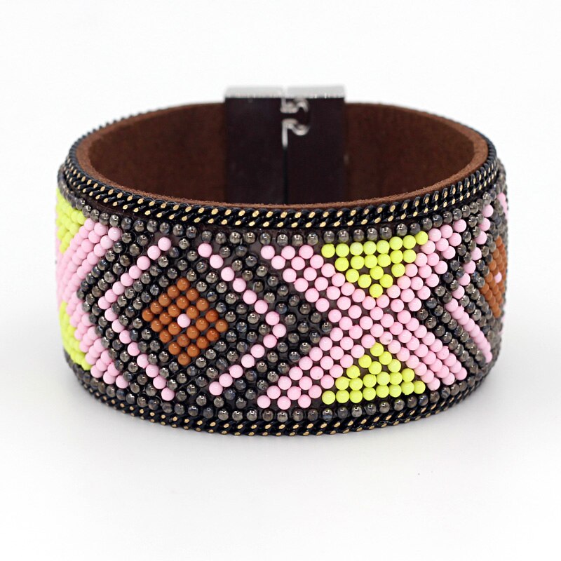 Bracelets et Bracelets en cuir VONNOR bijoux fantaisie motif géométrique Boho fermoir magnétique Bracelets pour femme