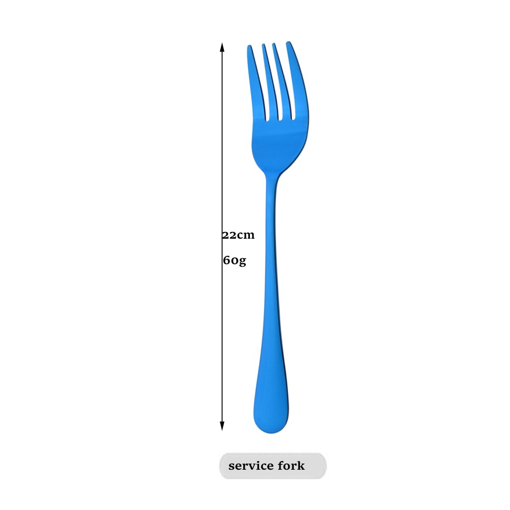 Drmfiy Mirror Dinnerware Dinner Public Fork Restaurant Stainless Steel Distributing Fork Buffet Serving Fork Accessories Tools: 1Pcs Blue