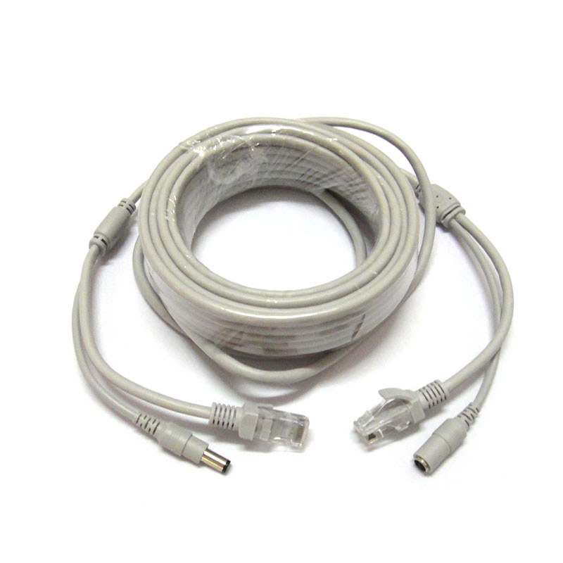15M 50ft Ethernet Cable RJ45 + 12V DC Power CAT5/5e Extension CCTV Network Cable Lan Cable For IP Camera NVR System