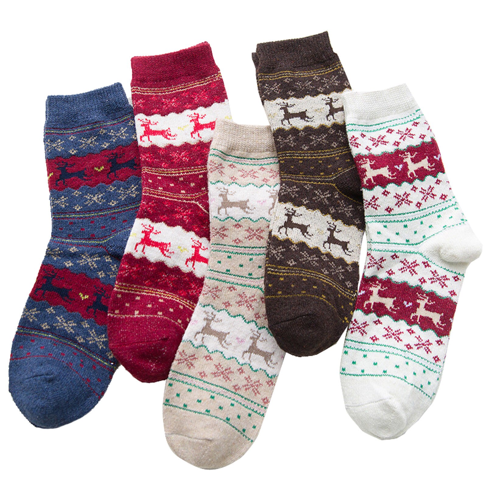 5 pairs of elastic soft women socks Christmas elk cotton knitted medium socks Winter thick casual warm socks chaussette