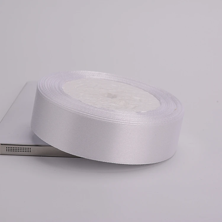Cinta de tela satinada de poliéster blanco para decoración de tartas, cintas para envolver pasteles, accesorios de bricolaje, 6mm-50mm, 25 yardas: Níquel negro