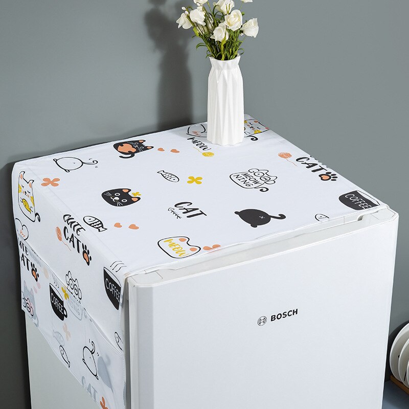 Cubierta blanca antipolvo para refrigerador, con bolsa de almacenamiento, cubierta impermeable para muebles, patrón de necesidad diaria Simple: color 04