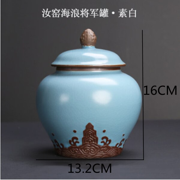 Chinese-style Ceramic Large Tea Cans Sealed Cans Enamel Retro Generals Cans Dried Fruit Snack Storage Cans Home Decoration: E-1PCS