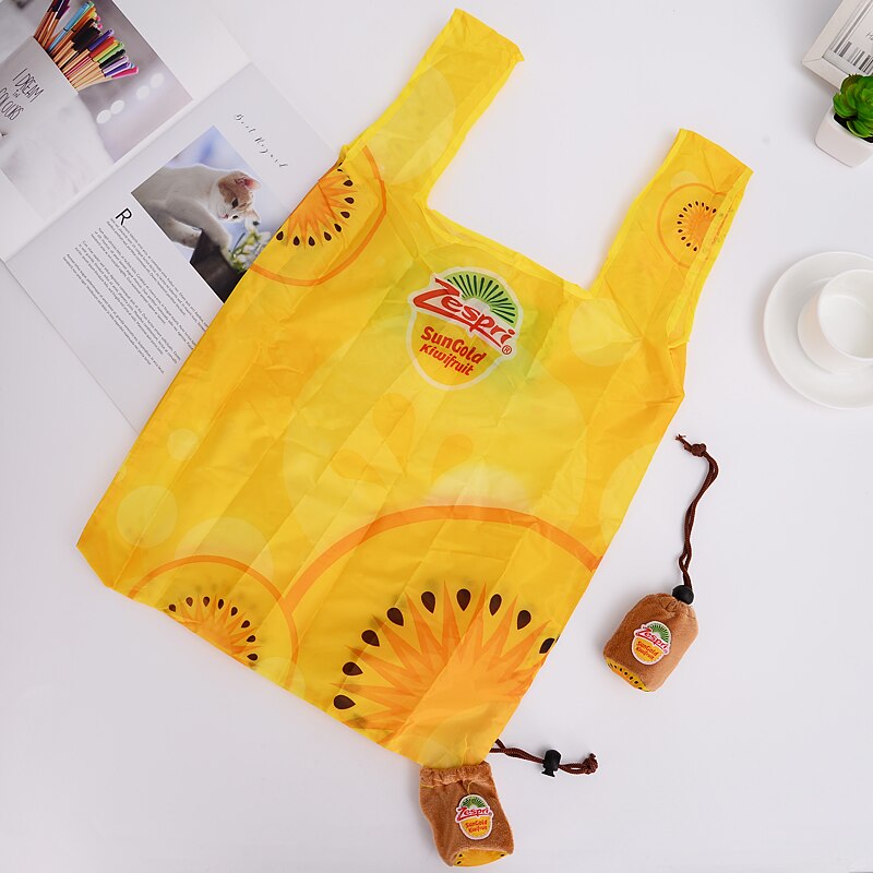 10Pcs Kiwi Pak Mode Printen Opvouwbare Polyester Boodschappentas Tote Herbruikbare Eco Zakken