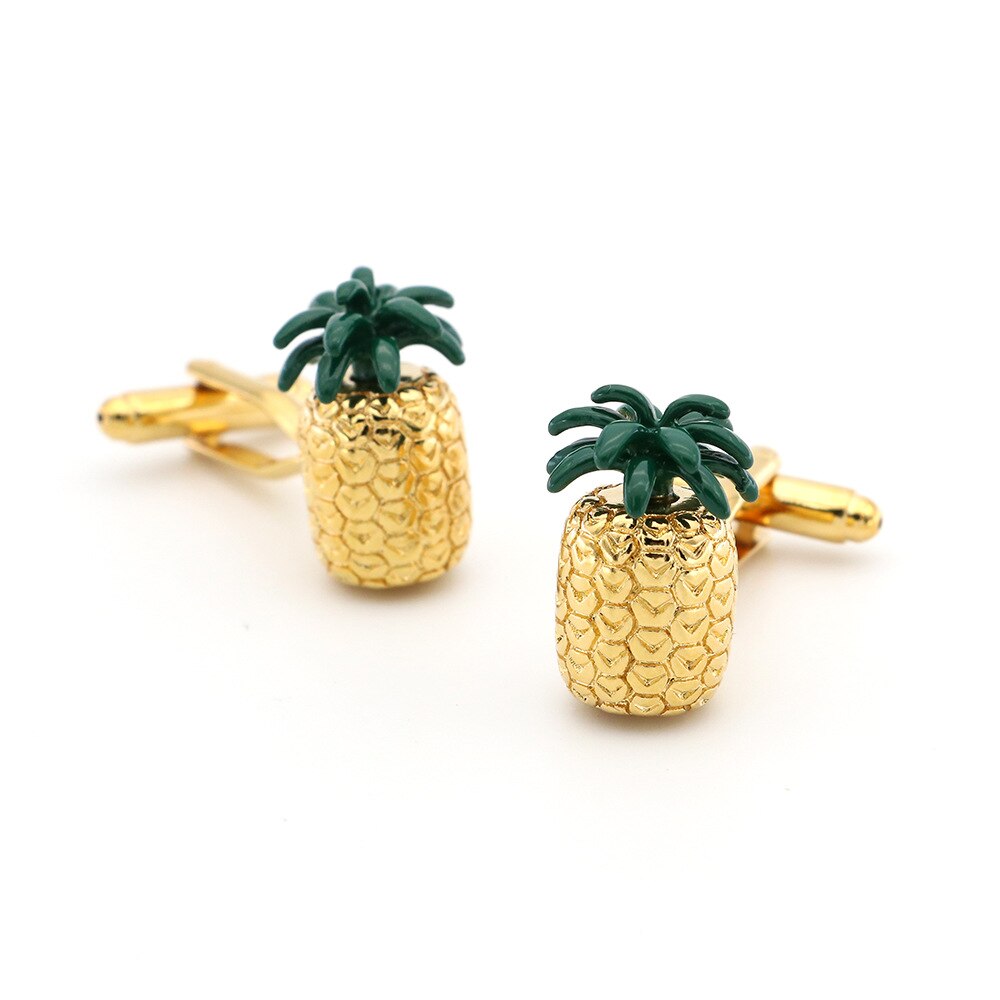Frugt serie premium spot gul guld ananas manchetknapper mænd og kvinder ærme negle smykker manchetknapper mærke