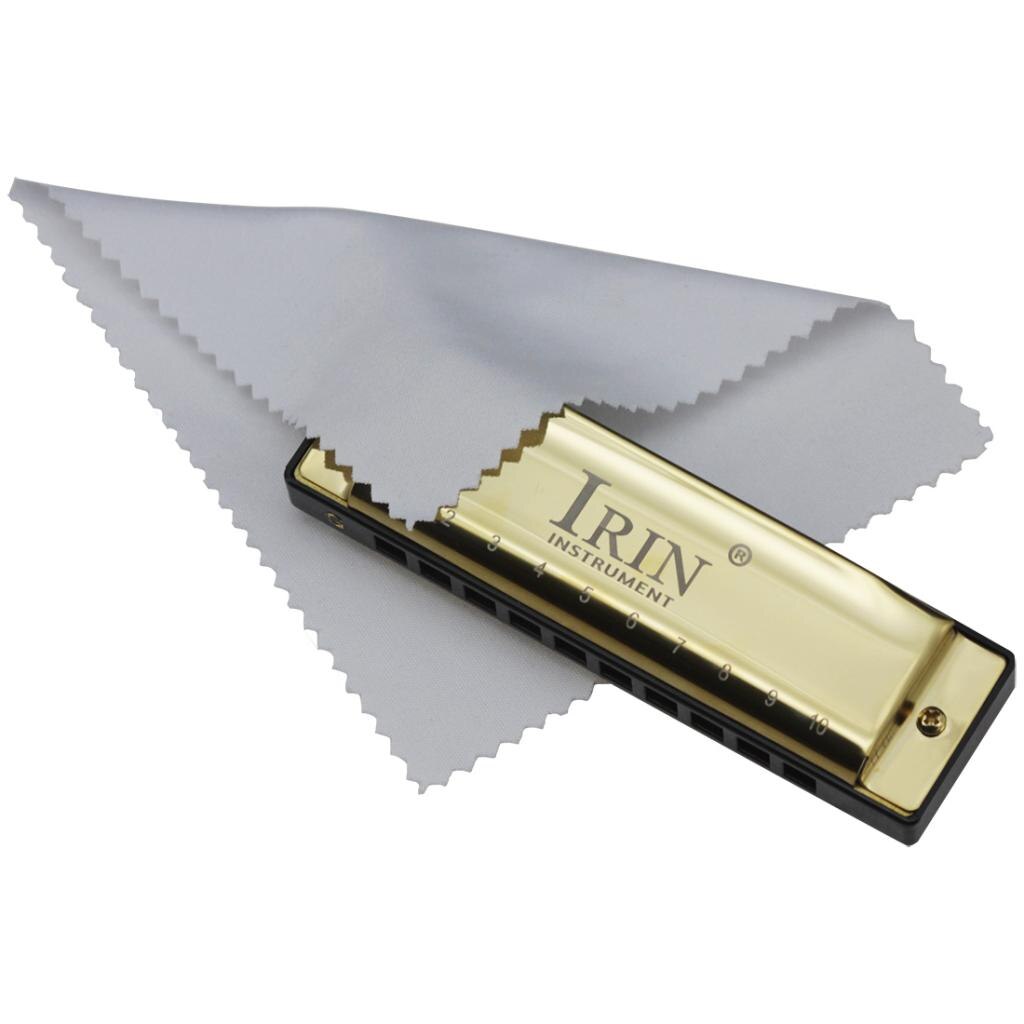 Copper 10 Hole Harmonica - G Key - Double Row - For Adults Beginners - Golden