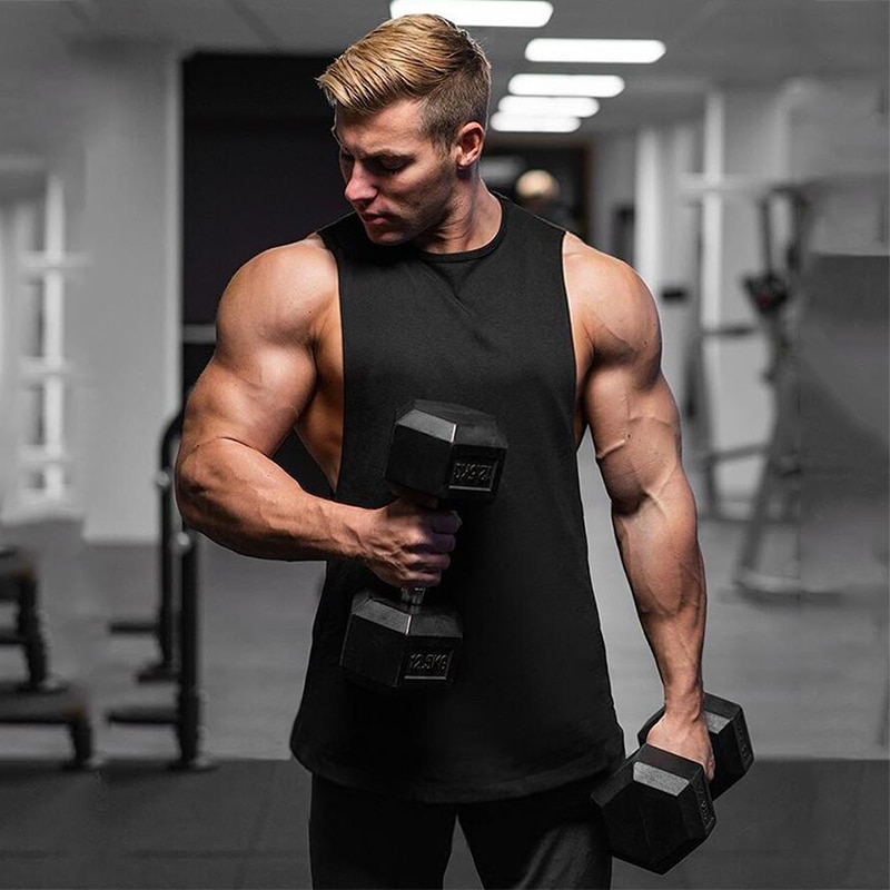 Neue Herren Bodybuilding Baumwolle Tank top Gym Fitness Weste Ärmelloses Shirt Sommer Plain Lässige Workout Kleidung