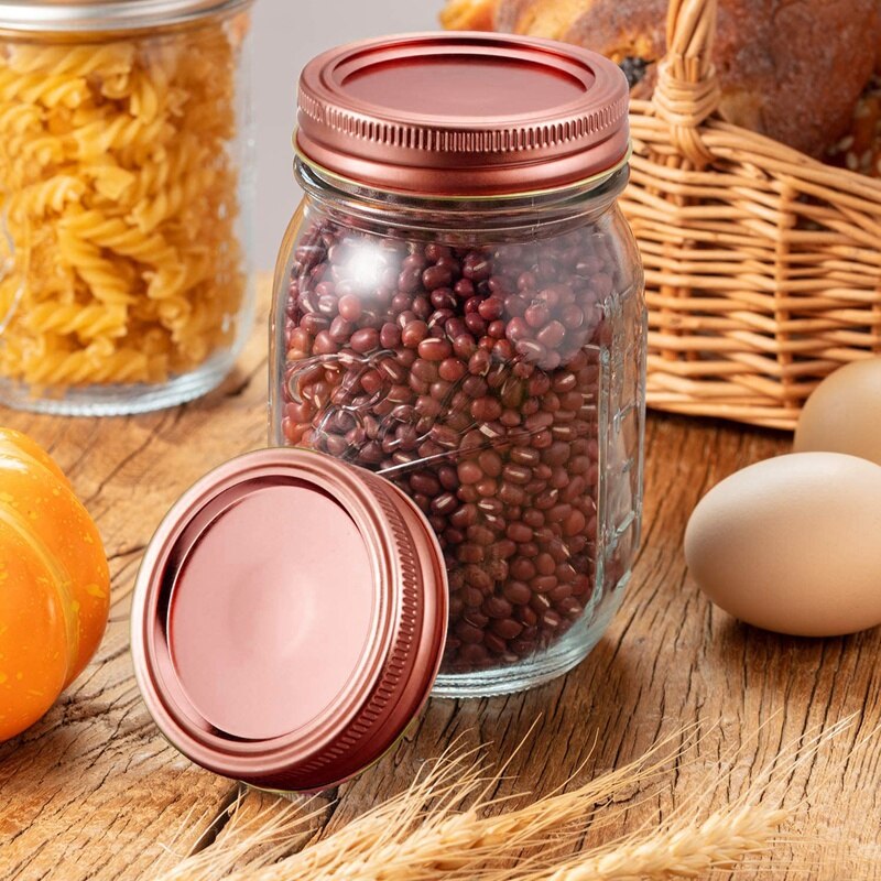 Mason Jar Deksels, Kilner Jar Deksels 70mm Metalen Inblikken Pot Deksels Compatibel met Mason Inblikken Potten, Split-Type Deksels Herbruikbare Lekbestendige Opslag Solid Caps Metaal (Kleur: Zilver