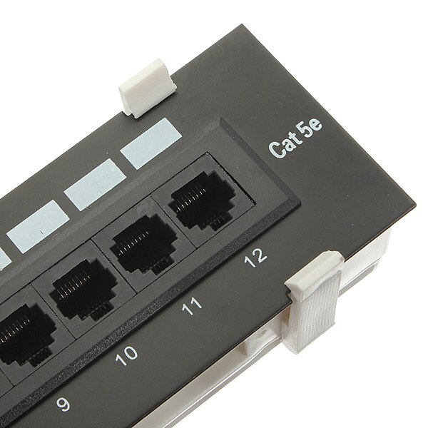 12 Ports CAT5E Mini Patch Panel RJ45 Network Wall Mount Rack Mount Bracket Both Surface