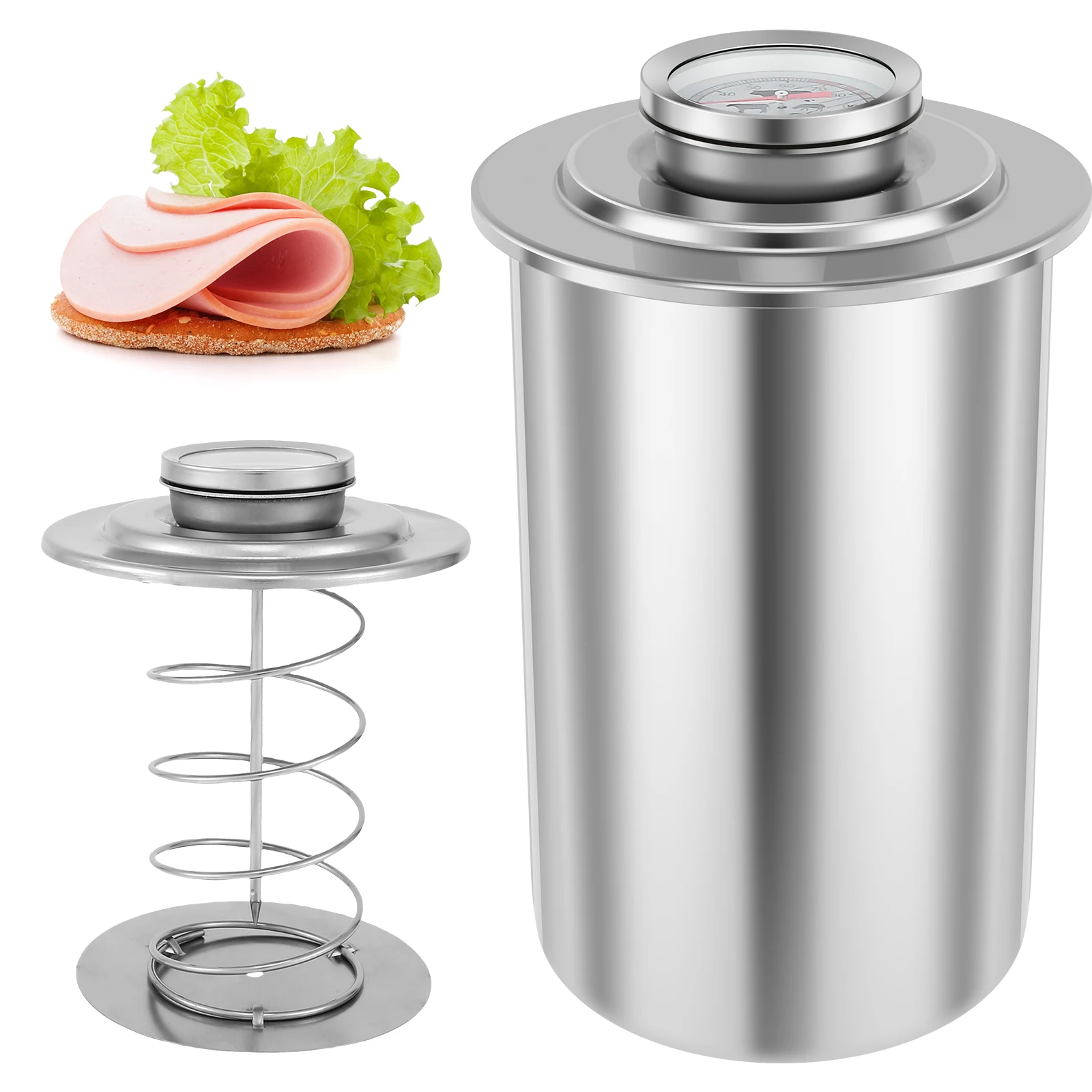 Schinken Hersteller Edelstahl Fleisch Presse Herde Große Kapazität Schinken Presse Hersteller Runde bilden Delikatessen Fleisch Presse bilden mit Thermometer