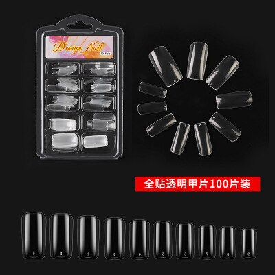 100 stuks/doos kunstmatige nageltips volledig dekkende nagels gekleurde nageltips acryl transparante nagelcapsules franse manicure nepnagels: 1